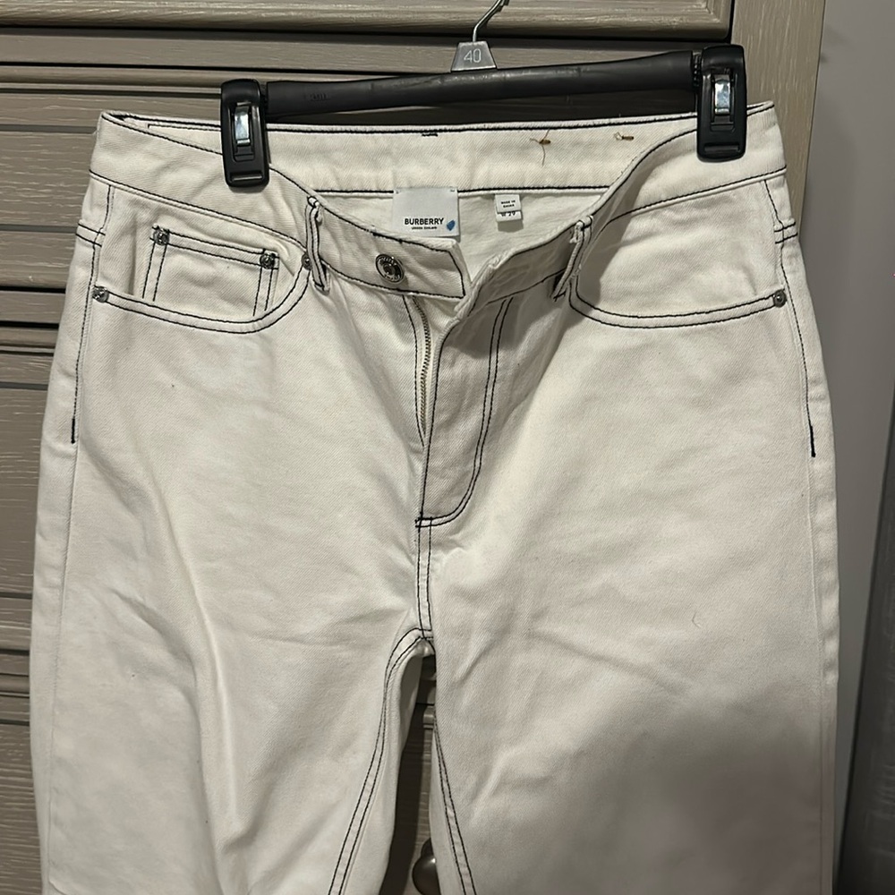 Burberry Straight-fit Topstitched Washed Jeans in Natural White